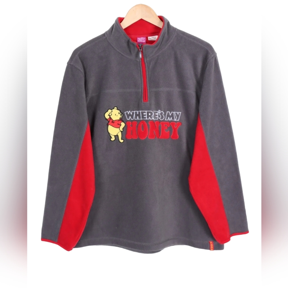 Winnie The Pooh DISNEY 'Where's My Honey?' 1/4 Zip Fleece Size Med (8-10)